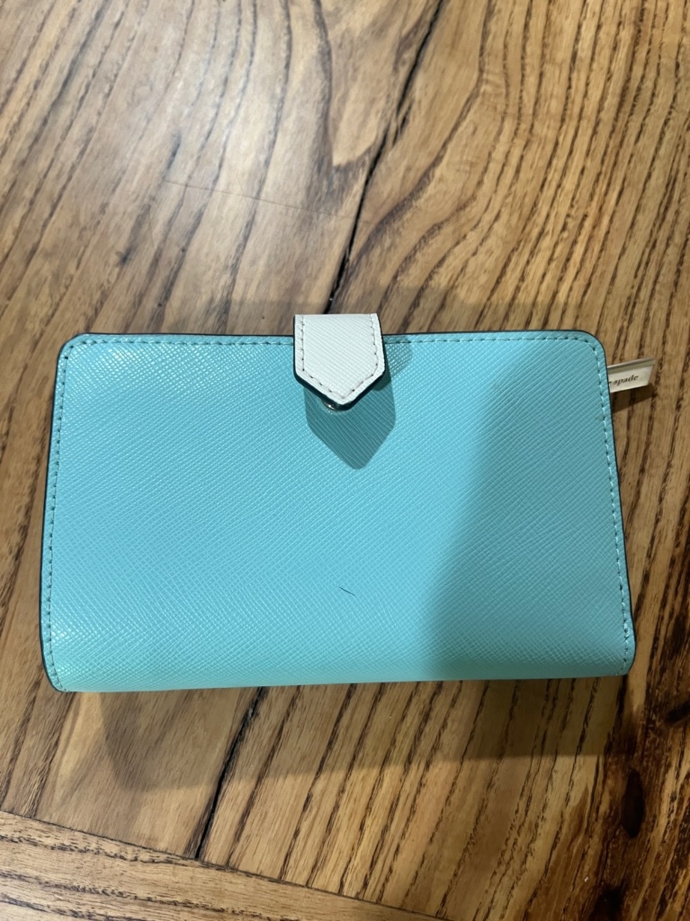 kate spade White and Aqua Two-Tone Zip Wallet - Picture 2 of 5